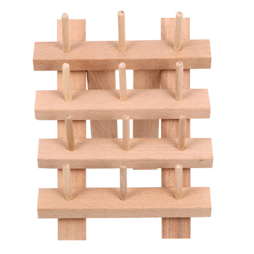 2Pcs Wooden Thread Holder 12-Spool Folding Rack Beige Sewing Organizer 1
