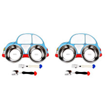 2Ensembles Assiettes Bébé Acier Cartoons Fourchette