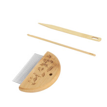 Set di Ferri e Spille per Intreccio in Legno Professionale, 10x7,5 cm