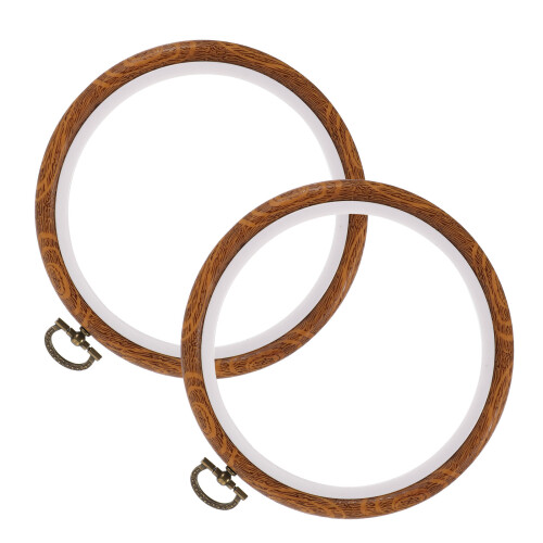 4Pièces Cercles Embroidery Outils PP Imitation Bois Usage Multis 1