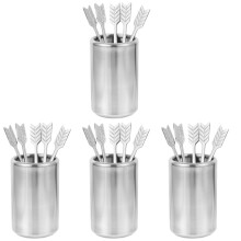 4Sets Silver Stainless Steel Coffee Stir Sticks Reusable for Home Bar