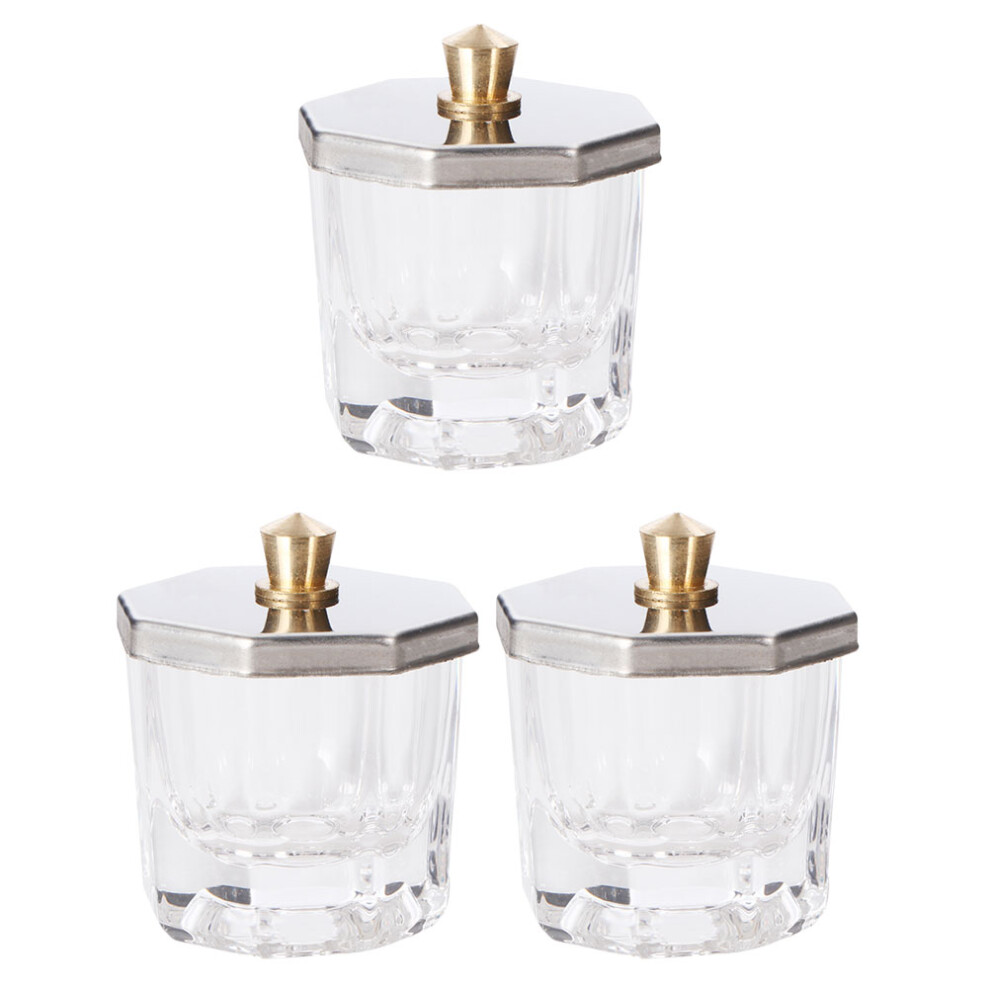 Ohphcall 9Pcs Nail Art Cups Clear Glass Bowls Refillable With Lid For Manicure