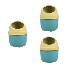 3Pcs Blue PP Mini Desk Trash Can with Lid Cute Home Office Garbage Bin