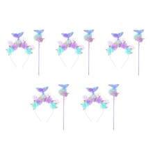 5Sets Durable Mermaid Costume Props Assorted Color Headband and Wand