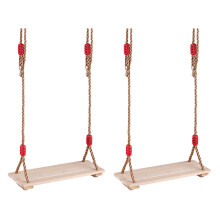 2Pcs Durable Wooden Swing with Nylon Rope for Kids Indoor Outdoor Use