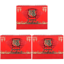 3Pcs Decorative Red Paper Desk Calendar 2024 for Home and Office