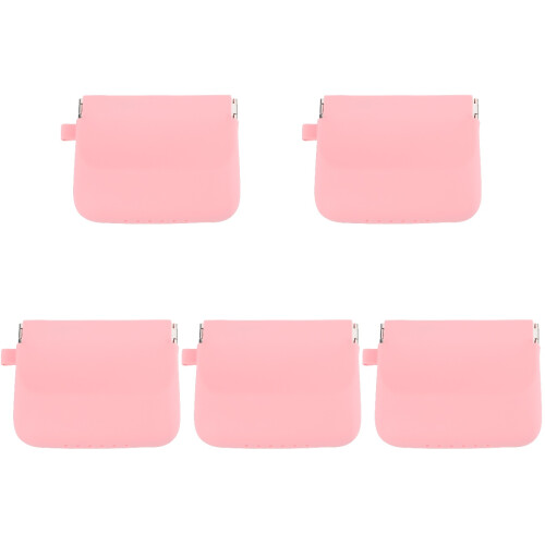 5Pcs Flexible Silicone Denture Container Pink Storage Case
