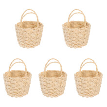 5Pcs Beige Paper Miniature Storage Basket Model for Dollhouse Decor