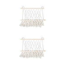2Pcs Wall-Mounted White Cotton Rope Toy Net for Kids Room Storage