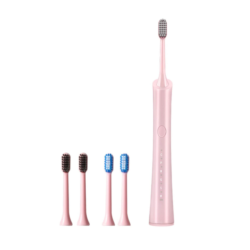 Penkiiy Soft Bristles Rechargeable Waterproof Electric Toothbrush Pair â 6 Modes, 5 Brush Heads, Pink