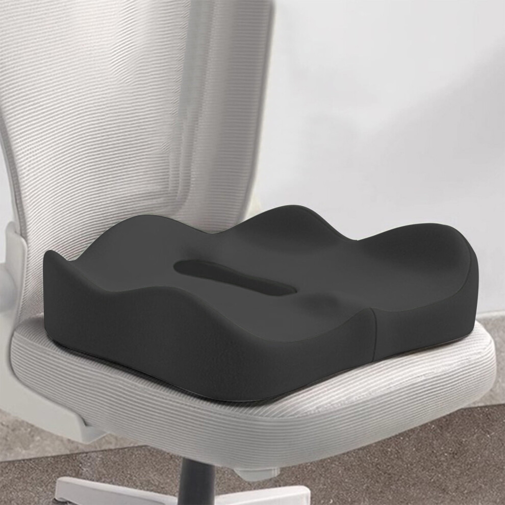 Orthopedic Memory Foam Coccyx Cushion Â 3D Ergonomic Tailbone Pain Relief, Non-Slip, Compatible With Office Chair, Car & Airplane Seats Black 9426043955724