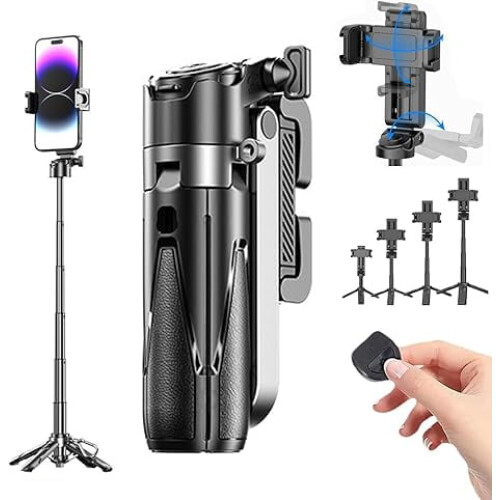 P15 Mini Tripod with Bluetooth Remote, Retractable & 360 Rotation—compatible with iPhone