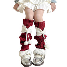 Kids Knit Leg Warmers Knitted Winter Loose Knee High Leg Bow Cute Thermal Warmers Girls,40CM