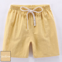 FAMTKT Summer Children Kids Boy Girl Linen Casual Shorts Elastic Waist Pants Clothes( 3-4 Years, Yellow )