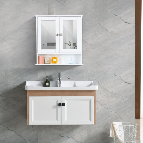 Wall Mounted Bathroom Cabinet with Double Mirror Doors, Storage Cabinet for Bathroom 1