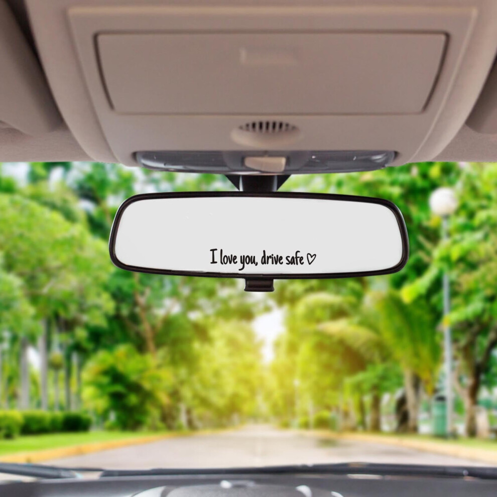 I Love You Driving Safe Mirror Sticker, Heart Rearview Decal, Car Affirmation Vinyl Sticker For Side Mirror/Window Â Black 9426043958824