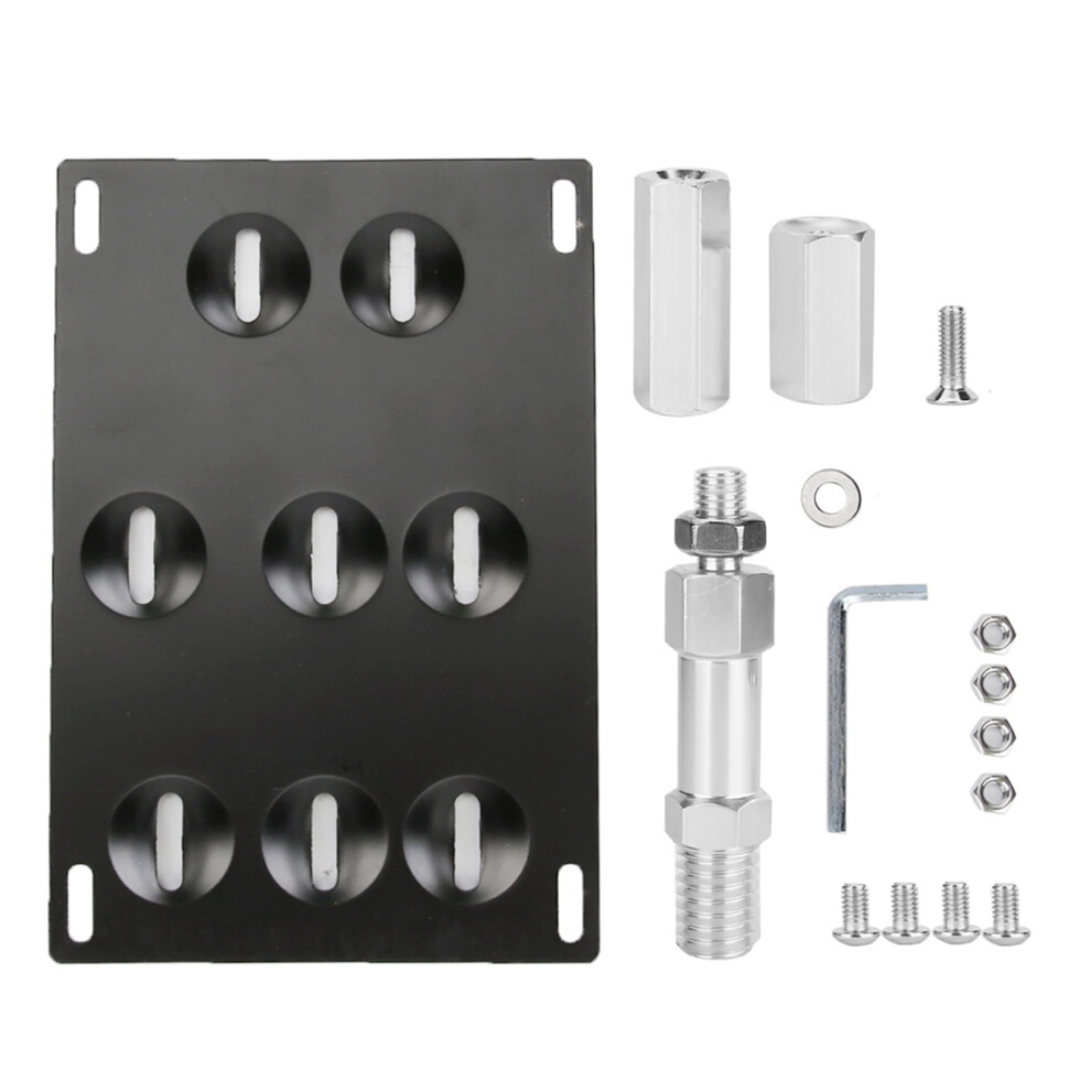 Car Front Bumper Tow Hook License Plate Mount Bracket 8 Holes Adjustable Holder- 9426043135454