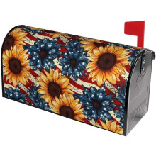 Sunflowers US Flag Mailbox Covers, Magnetic Post Box Cover Wraps Large Size 25.5x21 in for Garden Yard Decor
