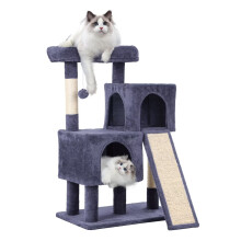 Short Cat Tree with 2 Condos Scratching Post Climbing