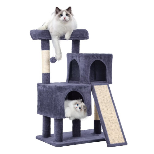 Short Cat Tree with 2 Condos Scratching Post Climbing