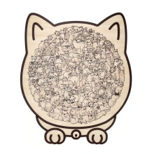 Puzzle en bois en forme de chat Morandi Colours