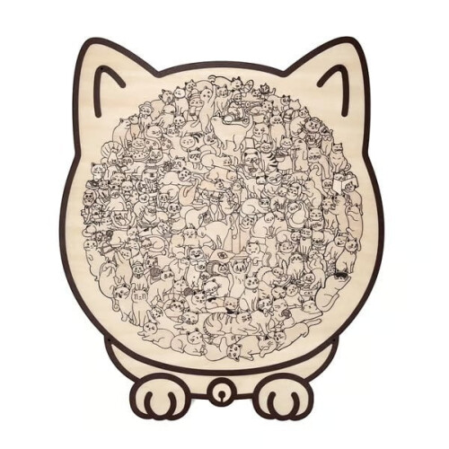 Puzzle en bois en forme de chat Morandi Colours