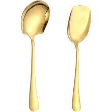 2pcs Stainless Steel Spoon Serving Spoon Shovel Spoon Long Handle Restaurant Serving Utensils