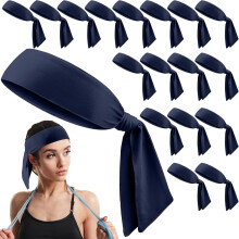 18-Pack Tie Headbands for Men & Women – Elastic Sports Sweatbands for Tennis, Basketball, Soccer, Running, Yoga – Compatible with Ninja/Karate