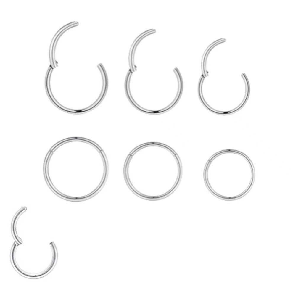 Silver 18G Steel Nose Hoops (6Pcs) For Nostril, Septum, Helix, Tragus, Daith, Conch, Lip, Rook, Lobe Â Compatible With Standard Piercings