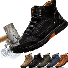 Sawbehind Men's Comfortable Handmade Leather Boots – 2025 New Waterproof, Arch Support, Spacious Toe Box Outdoor Leather Shoes