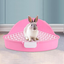 Triangle Rabbit Pet Pan Toilet for Bunny Rabbit Cage Accessories Pink