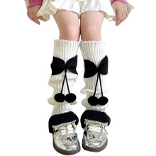 Kids Knit Leg Warmers Knitted Winter Loose Knee High Leg Bow Cute Thermal Warmers Girls,40CM