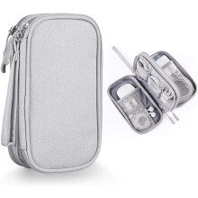 Portable Waterproof Cable Organizer Pouch for Cords, Chargers, Phones, Earphones & Travel Essentials (Gray)