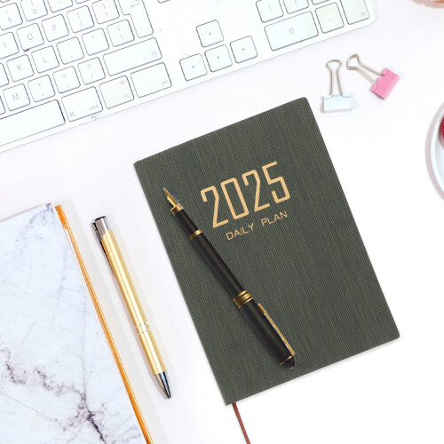 5Pièces Cahier Planning 2025 Noir PU Portable Pour 1