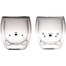 Adorable Bear Espresso Cup, Cute Double Wall Insulated Glass Coffee Mug, Borosilicate Glass Perfect Gift for Animal Lovers, Heat Resistant, Multifunct