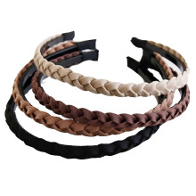 Bandeau en cuir pour femme, antidérapant, large, couleur unie, lot de 4
