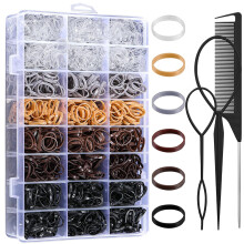 Ensemble d'élastiques à cheveux avec coupe-cheveux et boîte de rangement, 2200 pièces