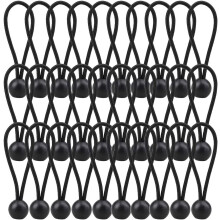 30-Pack Black Bungee Balls, 4" Heavy-Duty Weather-Resistant Tarp Straps (4mm), Compatible with Camping, Tents, Cargo, Wires & Hoses