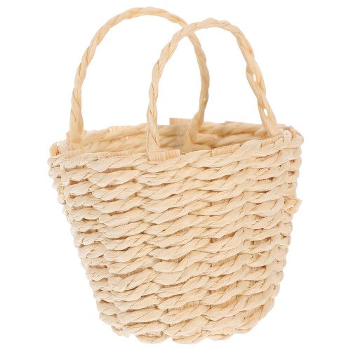 5Pcs Mini Woven Storage Basket Beige Paper for Tiny House Accessories 2