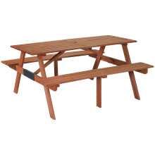 BIRCHTREE Garden Patio Pub Picnic Wooden Table Bench Set 4 Seats Outdoor Brown