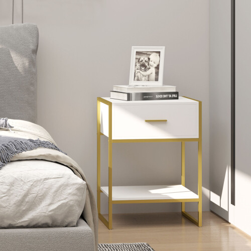 Homcom Mesilla de Noche Blanco 45 x 40 x 60 cm 1