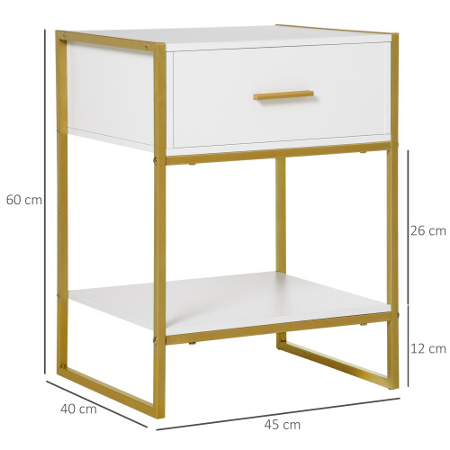 Homcom Mesilla de Noche Blanco 45 x 40 x 60 cm 2