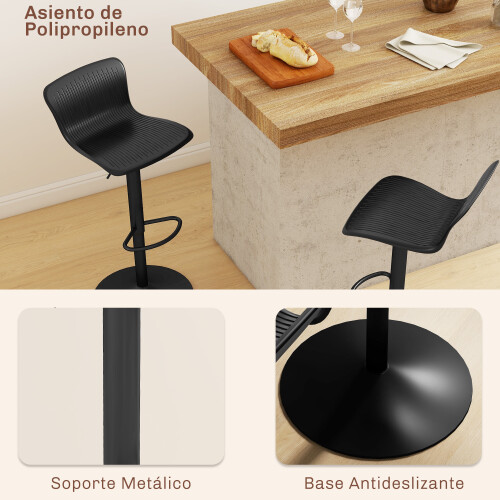 Homcom Taburetes de Bar Negro 38.5 x 40 x 97.5 cm 1