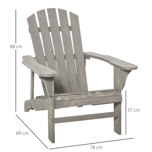 Outsunny Silla Adirondack Gris 78 x 89 x 88 cm 2