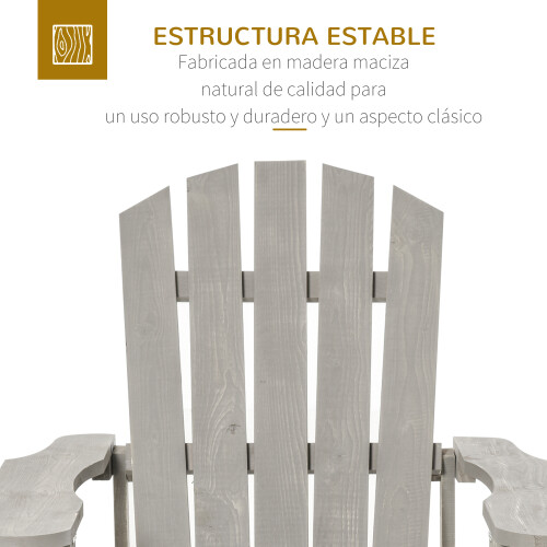 Outsunny Silla Adirondack Gris 78 x 89 x 88 cm 2