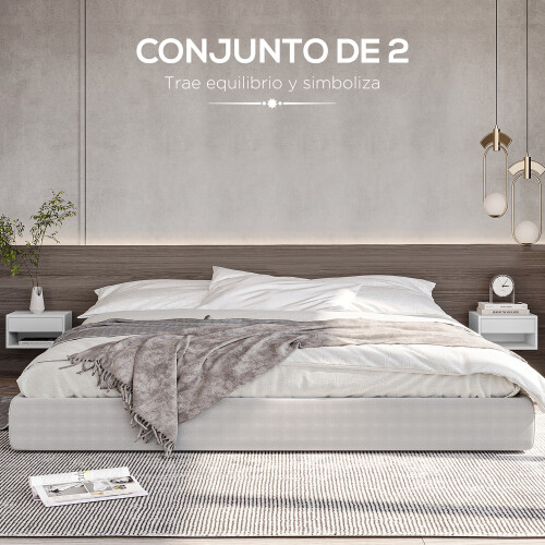 Homcom Mesitas de Noche Blanco 37 x 32 x 21 cm 1