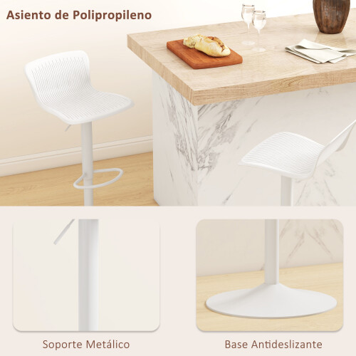 Homcom Taburetes de Bar Blanco 38.5 x 40 x 97.5 cm 1