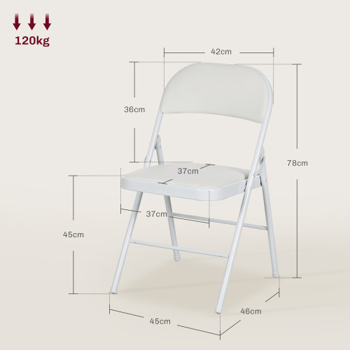 Homcom Sillas Plegable Blanco 45 x 46 x 78 cm 2