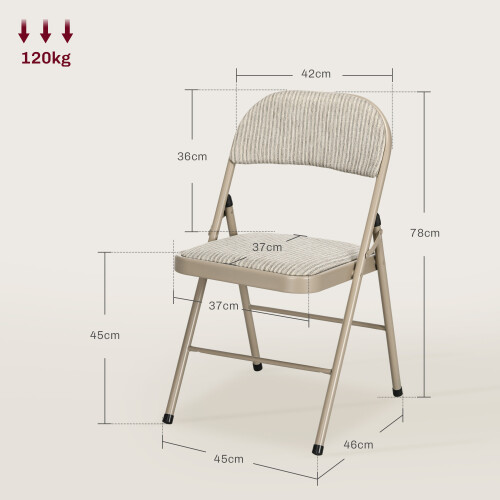 Homcom Sillas Plegable Beige 45 x 46 x 78 cm 2