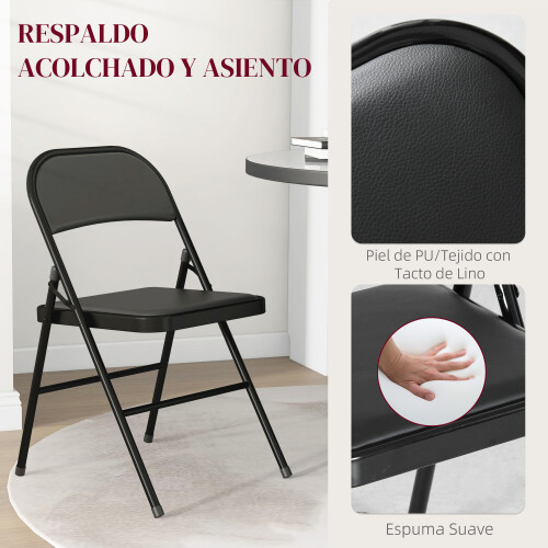 Homcom Sillas Plegable Negro 45 x 46 x 78 cm 1